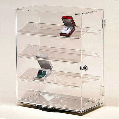 Acrylic Countertop Showcase- Revolving 360 Degree- Rectangular- 13 1/2" x 7 3/8" x 17 3/8"