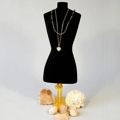 Necklace Bust- Flocked-  w/Adjustable Black Plastic Stand- 5 1/2" x 16"H