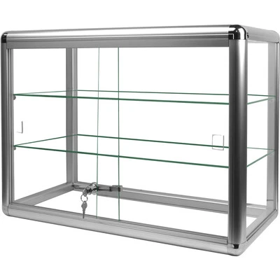 Aluminum Tempered Glass Countertop Showcase 24" x 12" x 18"H