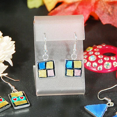 Single Pair Earring Display- Frosty Acrylic- 1 5/8" x 2 3/8"H