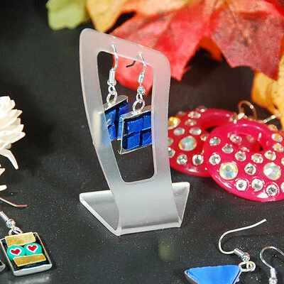 Single Pair Angled Earring Display- Frosty Acrylic- 1 1/8" x 2 1/2"H