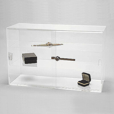 Acrylic Countertop Showcase- Rectangle- Stationary- Two Shelves- 21 1/4" x 7 1/2" x 13 1/4"H