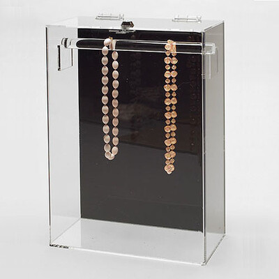Acrylic Countertop Showcase for Necklaces- Bar at Top- Stationary- 10 1/4" x 5 1/4" x 15"H