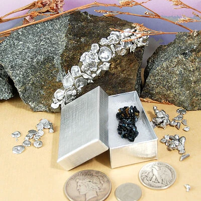 Silver Linen Small Earring Box- 2 1/2" x 1 1/2" x 7/8"- 100/Case- Made in USA