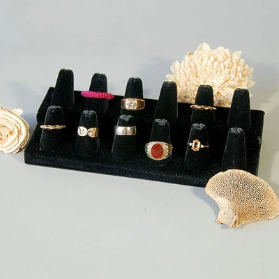 Twelve Ring Fingers- Long- 8 1/4" x 3 1/4" x 2 1/2"H- Black