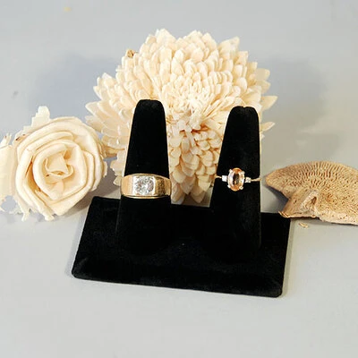 Double Ring Fingers- Long 2 1/4"H- Black
