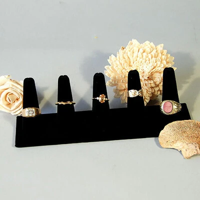 Five Ring Fingers- Long- 8" x 2" x 2 1/4"H- Black
