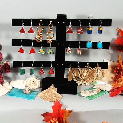 Earring Stand- 3 Bar Holds 12 Pairs- 10 1/4" x 2 3/4" x 8 1/2"H
