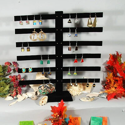 Earring Stand- 6 Bar Holds 24 Pairs- 14" x 2 3/4" x 14 3/4"H-