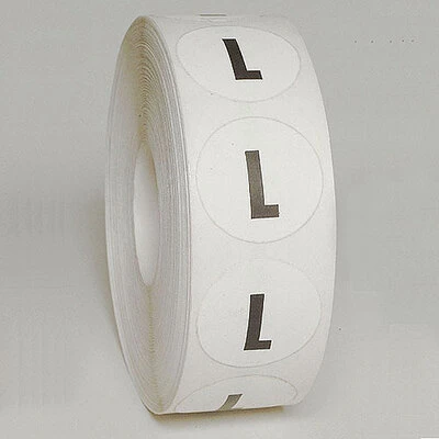 "L" Size Label- 1"- Black Print- 1,000/Roll