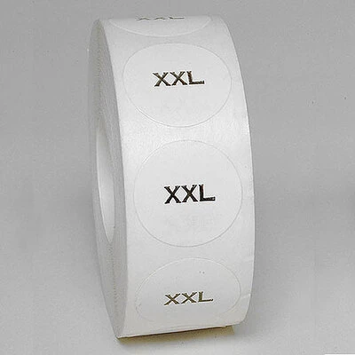 "XXL" Size Label- 1"- Black Print- 1,000/Roll