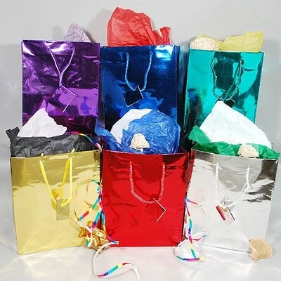 Foil Gift Bags- Medium- 8" x 4 1/2" x 10"- Price is Per Dozen