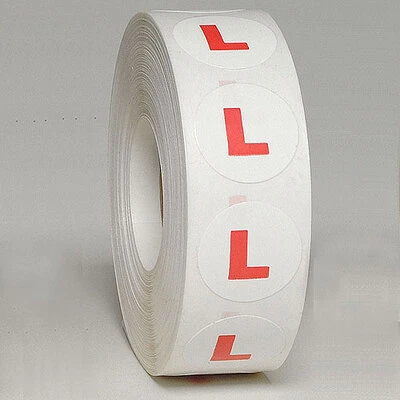 "L" Size Label- 3/4"- Red Print- 1,000/Roll