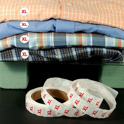 "XL" Size Label- 3/4"- Red Print- 1,000/Roll