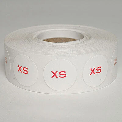 "XS" Size Label- 3/4"- Red Print- 1,000/Roll