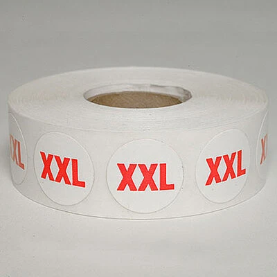 "XXL" Size Label- 3/4"- Red Print- 1,000/Roll