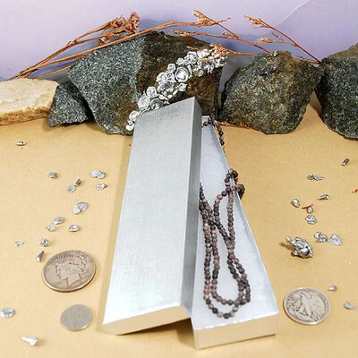 Silver Linen Necklace/Bracelet Box- 8" x 2" x  7/8"- 100/Case- Made in USA