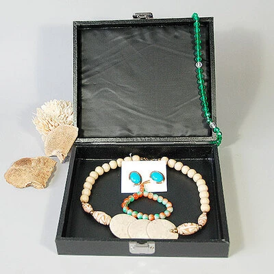 Jewelry Case- 8 1/4" x 7 1/4" x 2"H- Half Size- Textured Leatherette