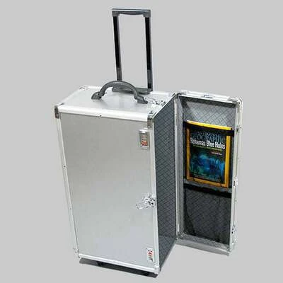 Wheeled Aluminum Jewelry Carrying Case- Tall- 16 3/8" x 9 3/8" x 26"H