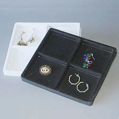 Four Compartment Half Size Insert Tray- 7 1/2" x 6 3/4" x 1/2"H- Each Compartment is 3 3/8" x 2 7/8"