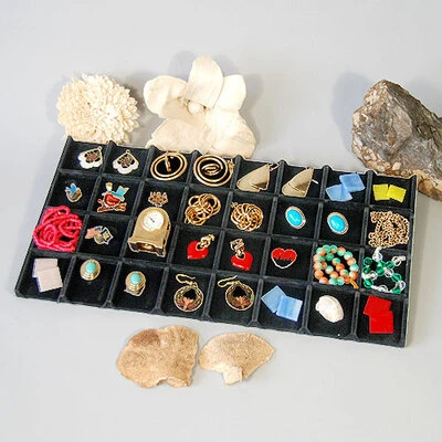 Compartment Inserts- Velvet- Wooden- Standard Size- 32 Compartments- BLACK OR DARK BLUE