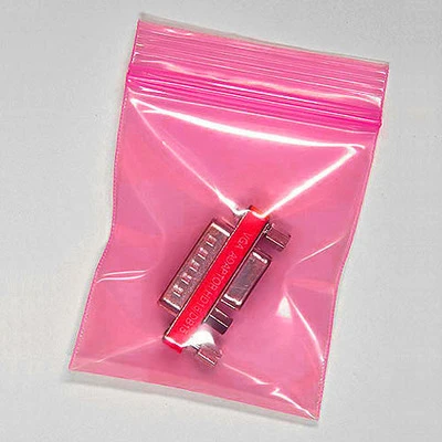 Anti-Static Zip Resealable Bags- 2 1/2" x 3"- 4 Mil- 1,000/box