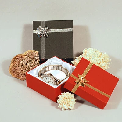Bangle/Watch Bow/Tie Linen Box- 3 1/4" x 3 1/4" x 1 1/2"