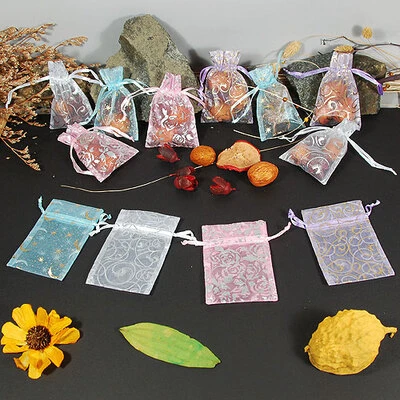 Organza Drawstring Pouches- Fancy- 2 3/4" x 3"H- Price Per Dozen
