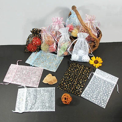 Organza Drawstring Pouches- Designs- 5" x 6"H- Price Per Dozen