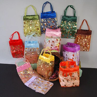 Organza Tote- Assorted Colors Sheer- 5" x 3" x 7"H- 1 Dozen