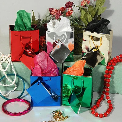 Micro Gift Bags- Metallic Assorted Colors- 3" x 2" x 3 1/2"H- Price Per 100
