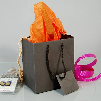Mini Gift Bags- Brown- 4" x 2 3/4" x 4 1/2"H- Price Per 100