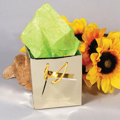 Micro Gift Bags- Gold Foil- 3" x 2" x 3 1/2"H- Price Per 100-