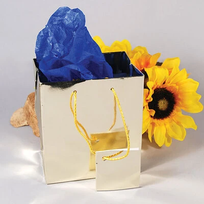 Mini Gift Bags- Gold Foil- 4" x 2 3/4" x 4 1/2"H- Price Per 100