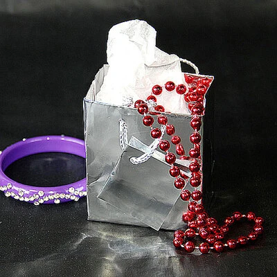 Micro Gifts Bag- Silver Foil- 3" x 2" x 3 1/2"H- Price Per 100