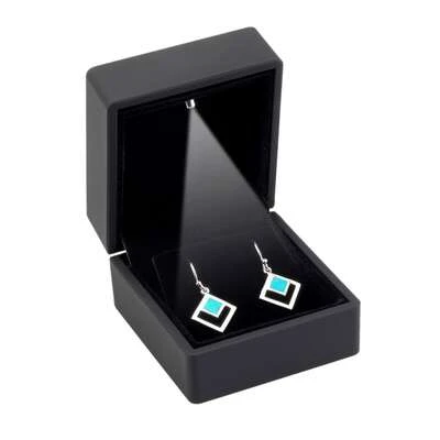 Black Soft Touch Lighted SM. EARRING Box