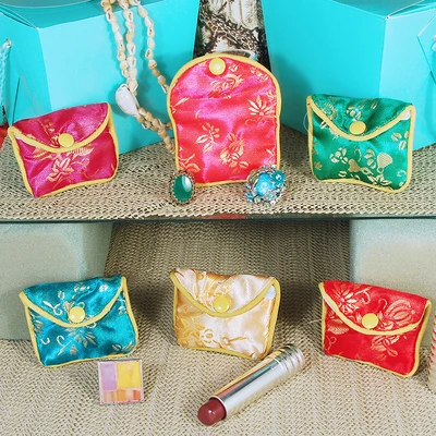 Chinese Pouches- 2 1/2" x 2"- Yellow Trim- Packed in Assorted Dozens-