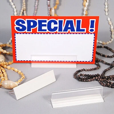 Counter Sign Holder- 1 1/8" x 3" x 3/4"- Clear Rigid PVC- Price Per 10 Pieces