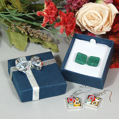 Small Earring Bow/Tie Linen Box- 2" x 2 1/8" x 7/8"