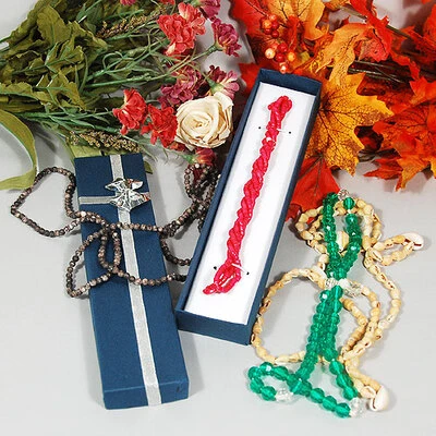 Necklace/Bracelet Bow/Tie Linen Box- 8" x 1 7/8" x 1"