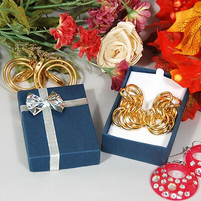 Large Earring Bow/Tie Linen Box- 2 1/8" x 3 1/8" x 1"