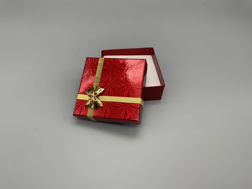 Red Bow/Tie Hologram Box for Bracelet- 3 1/4" x 3 1/4" x 1 1/4"