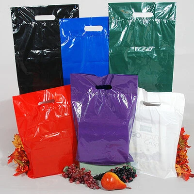 Die Cut Reinforced Handle Merchandise Bags- Low Density- 11" x 3" x 15"- 1.5 Mil- 500/case