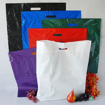 Die Cut Reinforced Handle Merchandise Bags- Low Density- 20" x 5" x 20"- 2.0 Mil- 250/case