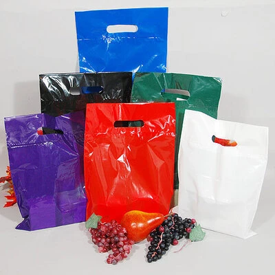 Die Cut Reinforced Handle Merchandise Bags- Low Density- 9" x 12"- 1.5 Mil- 500/case