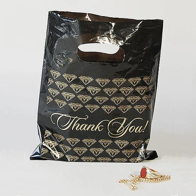 Die Cut Thank You Bags- 7" x 9"- Strong 1.5 Mil- 2000/case-