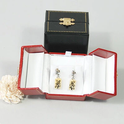 Double Door Leatherette Small Earring Box- 1 7/8" x 2 1/8" x 1 3/4"H