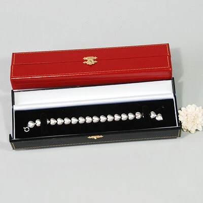 Double Door Leatherette Bracelet Box- 8 5/8" x 2" x 1"H