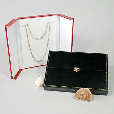 Double Door Leatherette Necklace Box- 5 1/2" x 8" x 1 1/4"H
