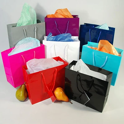 Glossy Gift Bags- 9" x 4" x 7"H- Priced Per 10